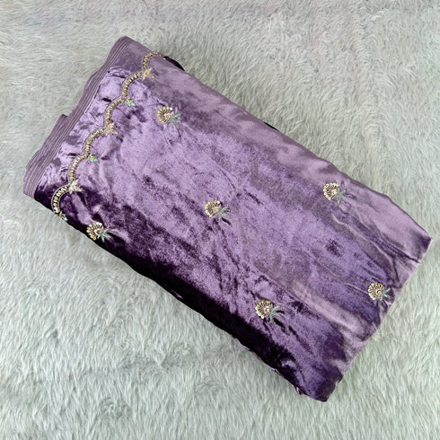 Cut Dana Thread Sequins Work Velvet Fabric - F5197